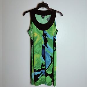 VTG Y2K En Focus Petite Shift Trapeze Dress Graphic Floral Print, Size 8P